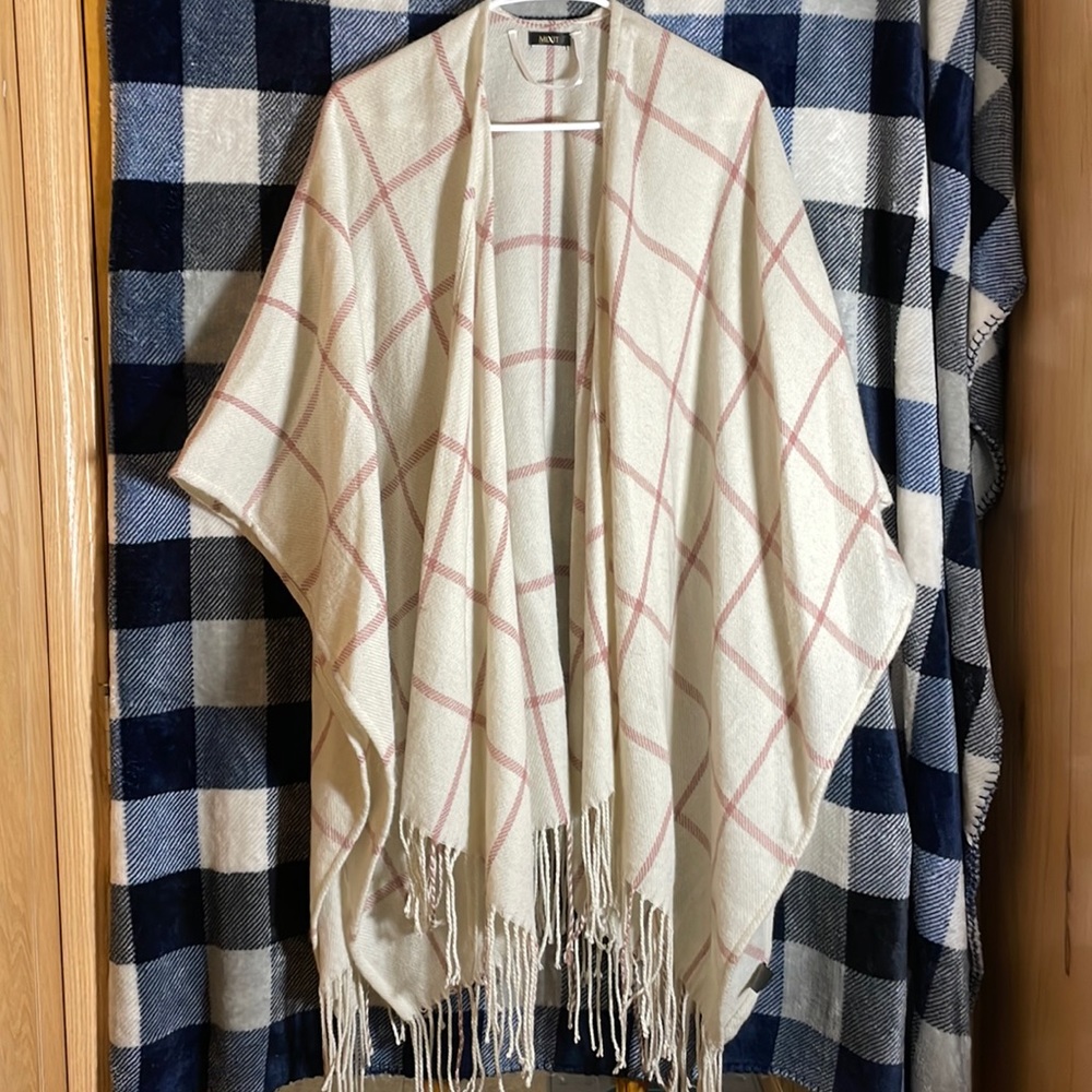 Mixit Pink/tan Shaw-Cardigan